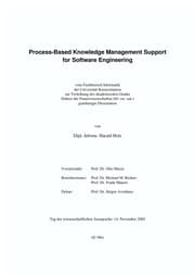 Tapa de Process based knowledge management support for software engineering