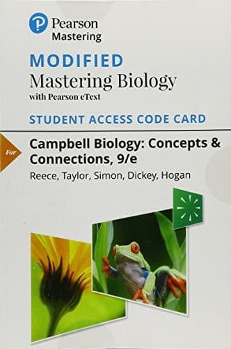 Tapa de Modified Mastering Biology with Pearson eText -- Standalone Access Card -- for Campbell Biology: Concepts & Connections, 9/e