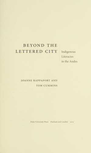 Tapa de Beyond the lettered city