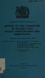 Tapa de Report of the Committee into Human Fertilization and Embryology (Cmnd.: 9314)