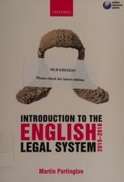 Tapa de Introduction to the English Legal System 2015-2016