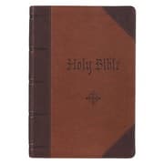 Tapa de Two-tone Brown Quarter-bound Faux Leather Giant Print Full-size King James Version Bible