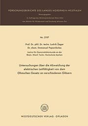 Tapa de Untersuchungen über die Abweichung der elektrischen Leitfähigkeit von dem Ohmschen Gesetz an verschiedenen Gläsern