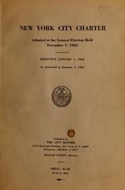 Tapa de New York City Charter, adopted at the general election held November 7, 1961