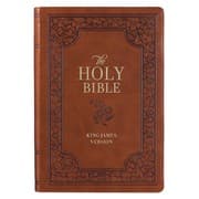 Tapa de Medium Brown Faux Leather Full-size Giant Print King James Version Bible