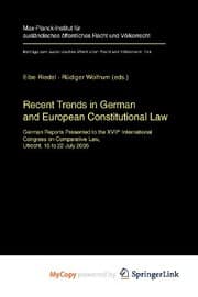 Tapa de Recent Trends in German and European Constitutional Law