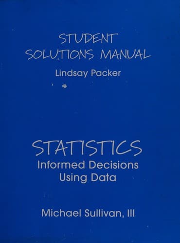 Tapa de Student solutions manual [for] Statistics