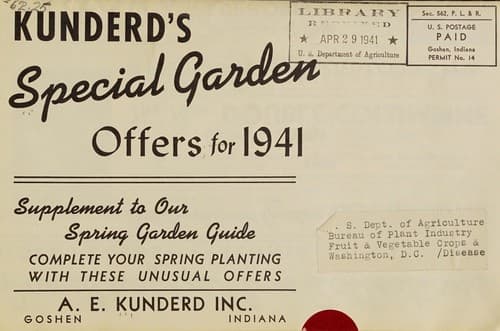 Tapa de Kunderd's special garden offers for 1941