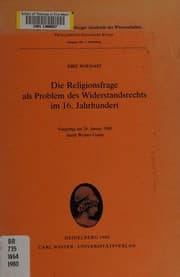 Tapa de Die Religionsfrage als Problem des Widerstandsrechts im 16. Jahrhundert