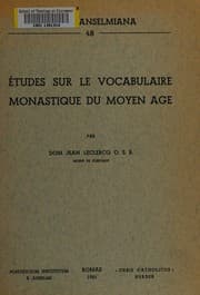 Tapa de Études sur le vocabulaire monastique du moyen âge