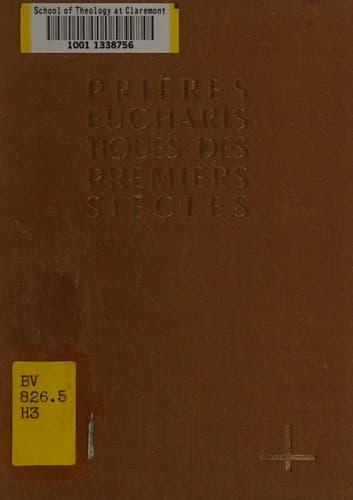 Tapa de Prières eucharistiques des premiers siecles