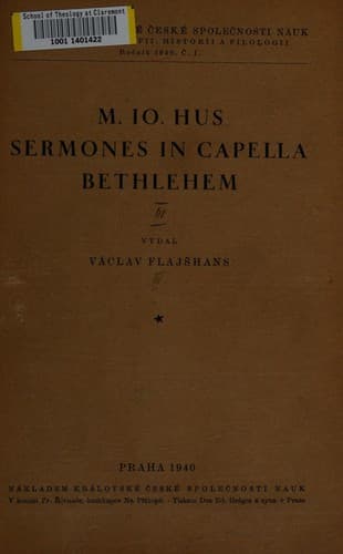 Tapa de Sermones in Capella Bethlehem