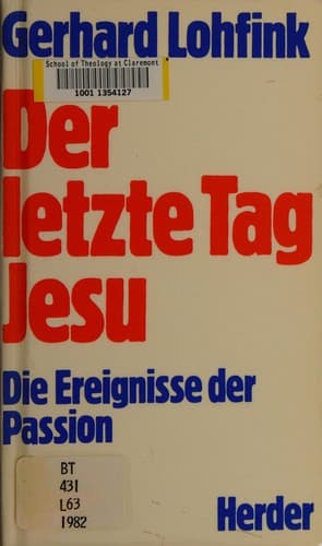 Tapa de Der Letzte tag Jesu