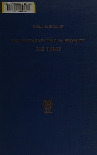 Tapa de Das hermeneutische Problem des Todes