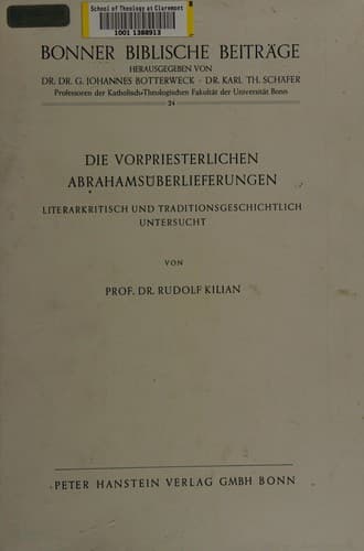 Tapa de Die vorpriesterlichen Abrahams-Überlieferungen