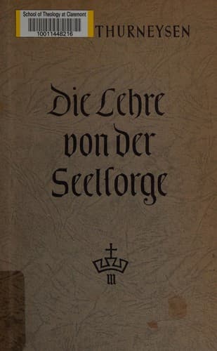 Tapa de Die Lehre von der Seelsorge