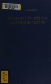 Tapa de Wesen und Herkunft des apodiktischen Rechts