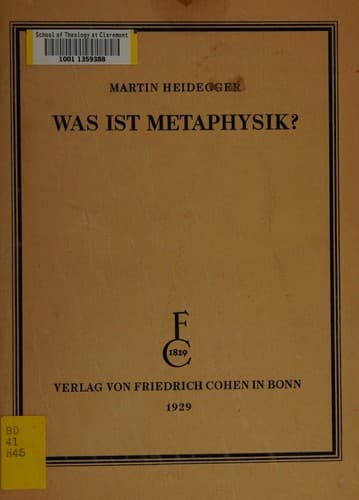 Tapa de Was ist Metaphysik?