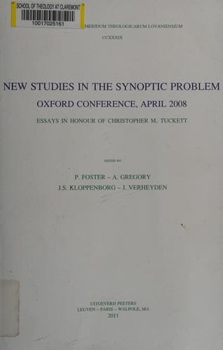 Tapa de New studies in the synoptic problem