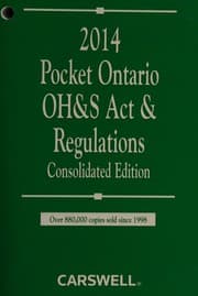 Tapa de 2014 pocket Ontario OH & S Act & regulations
