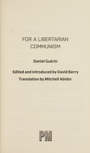Tapa de For a Libertarian Communism