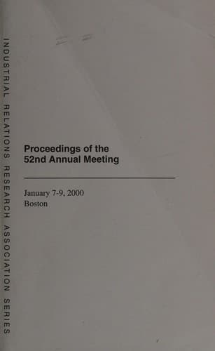 Tapa de Industrial Relations Research Association