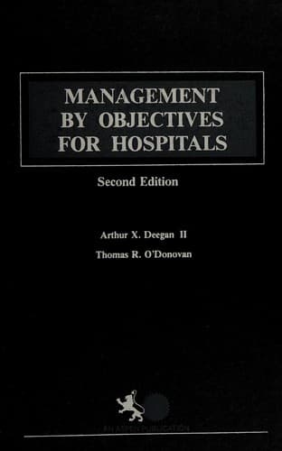 Tapa de Management by objectives for hospitals