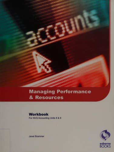 Tapa de Managing performance and resources workbook