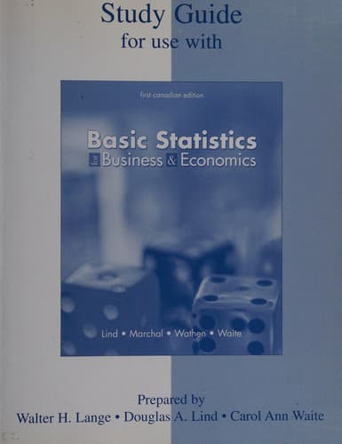 Tapa de Study guide for use with first Canadian edition, Basic statistics for business & economics