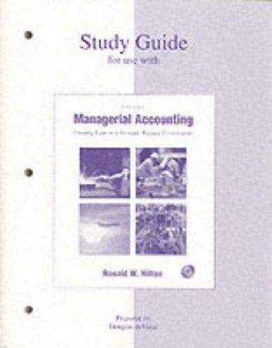 Tapa de Study Guide for use with Managerial Accounting