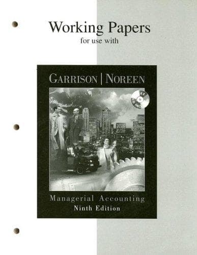 Tapa de Working Papers for Use with Managerial Accounting
