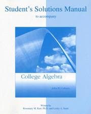Tapa de Student Solutions Manual to accompany College Algebra
