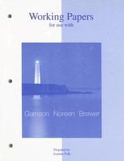 Tapa de Working papers for use with Managerial Accounting