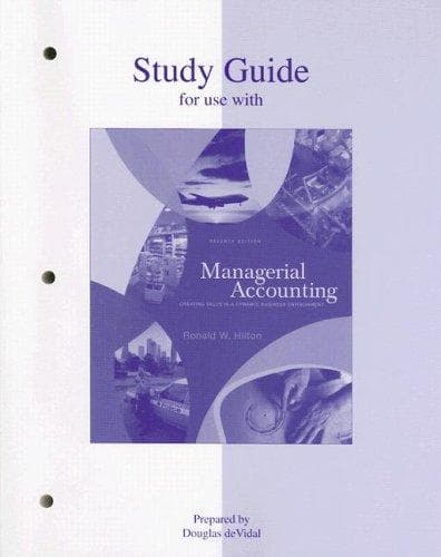 Tapa de Study Guide to accompany Managerial Accounting