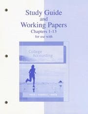 Tapa de Study Guide & Working Papers Ch 1-13 to accompany College Accounting 11e Chapters 1-13