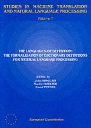 Tapa de The Languages of Definition (Studies in Machine Translation & Natural Language Processing: Vol. 7)