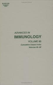 Tapa de Advances in Immunology, Volume 85