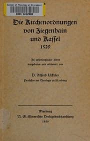 Tapa de Die Kirchenordnungen von Ziegenhain und Kassel, 1539