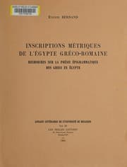 Tapa de Inscriptions métriques de l'Égypte gréco-romaine