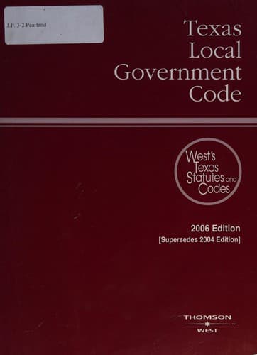Tapa de Texas Local Government Code