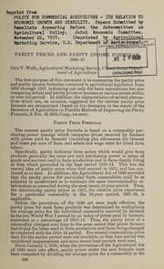 Tapa de Parity prices and parity income formulas, 1933-57