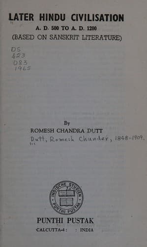 Tapa de Later Hindu civilisation