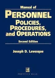 Tapa de Manual of personnel polices, procedures, and operations