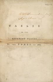 Tapa de Tables of the apparent places of the comet of 1661, whose return is expected in 1789. To which is added, a new method of using the reticule rhomboide