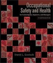 Tapa de Occupational safety and health for technologists, engineers, and managers