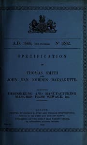 Tapa de Specification of Thomas Smith and John van Norden Bazalgette