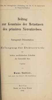 Tapa de Beitrag zur Kenntniss der Metastasen des primären Nierenkrebses ...