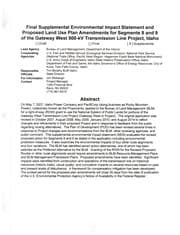 Tapa de Final supplemental environmental impact statement and proposed land use plan amendments for segments 8 and 9 of the Gateway West 500-kV Transmission Line Project, Idaho
