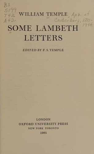 Tapa de Some Lambeth letters