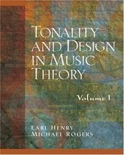 Tapa de Tonality and Design in Music Theory, Volume I